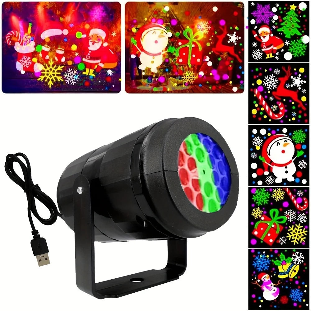 1pc Snowflake Christmas Laser Projector Light,16 patterns Waterproof Rotating Christmas LED Stage Lights Christmas Decoration - P's One-Stop Shop 