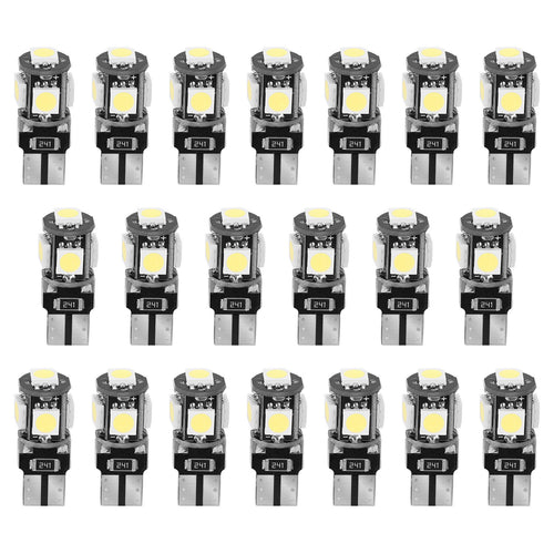 20Pcs T10 SMD5050 LED Light Bulbs 6000K Wedge Light Lamps Dome Map License Plate Car Interior Festoon Lights Kits - P's One-Stop Shop 