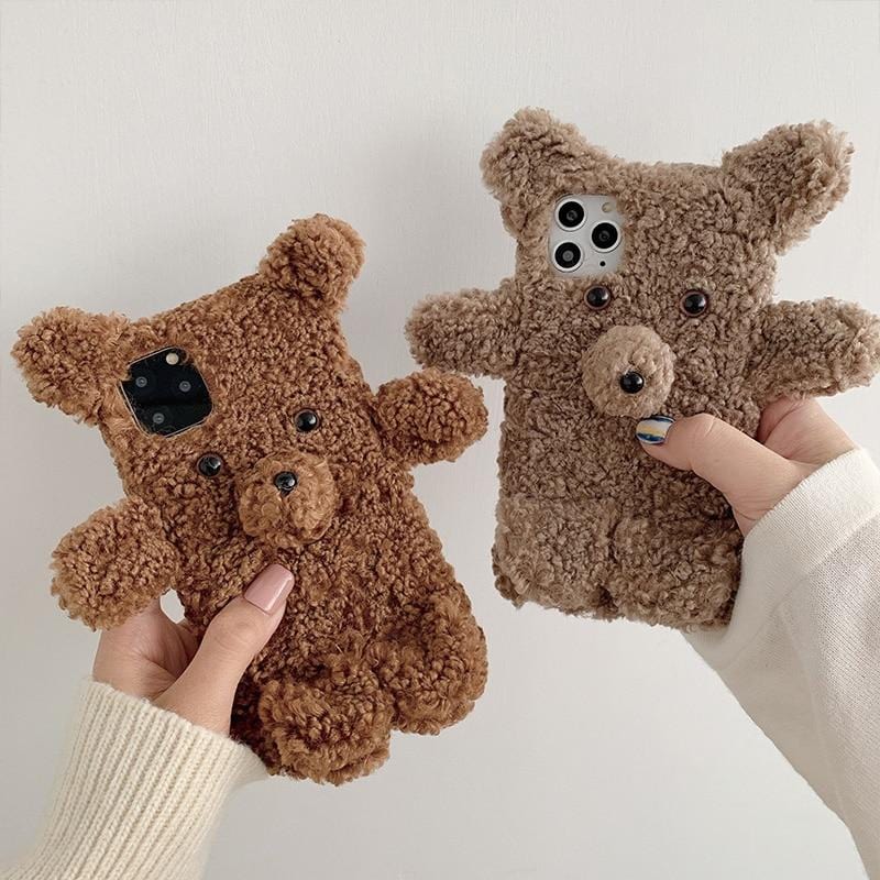 3D Cartoon Plush Bear iPhone Case - P's One-Stop Shop 