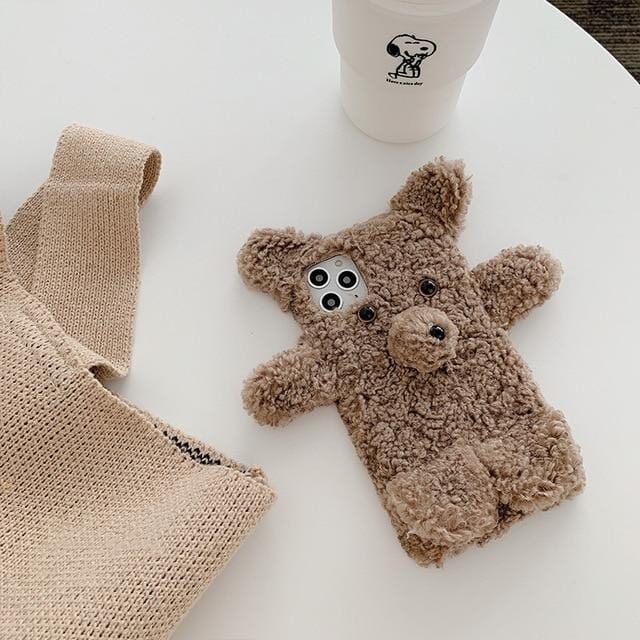 3D Cartoon Plush Bear iPhone Case - P's One-Stop Shop 