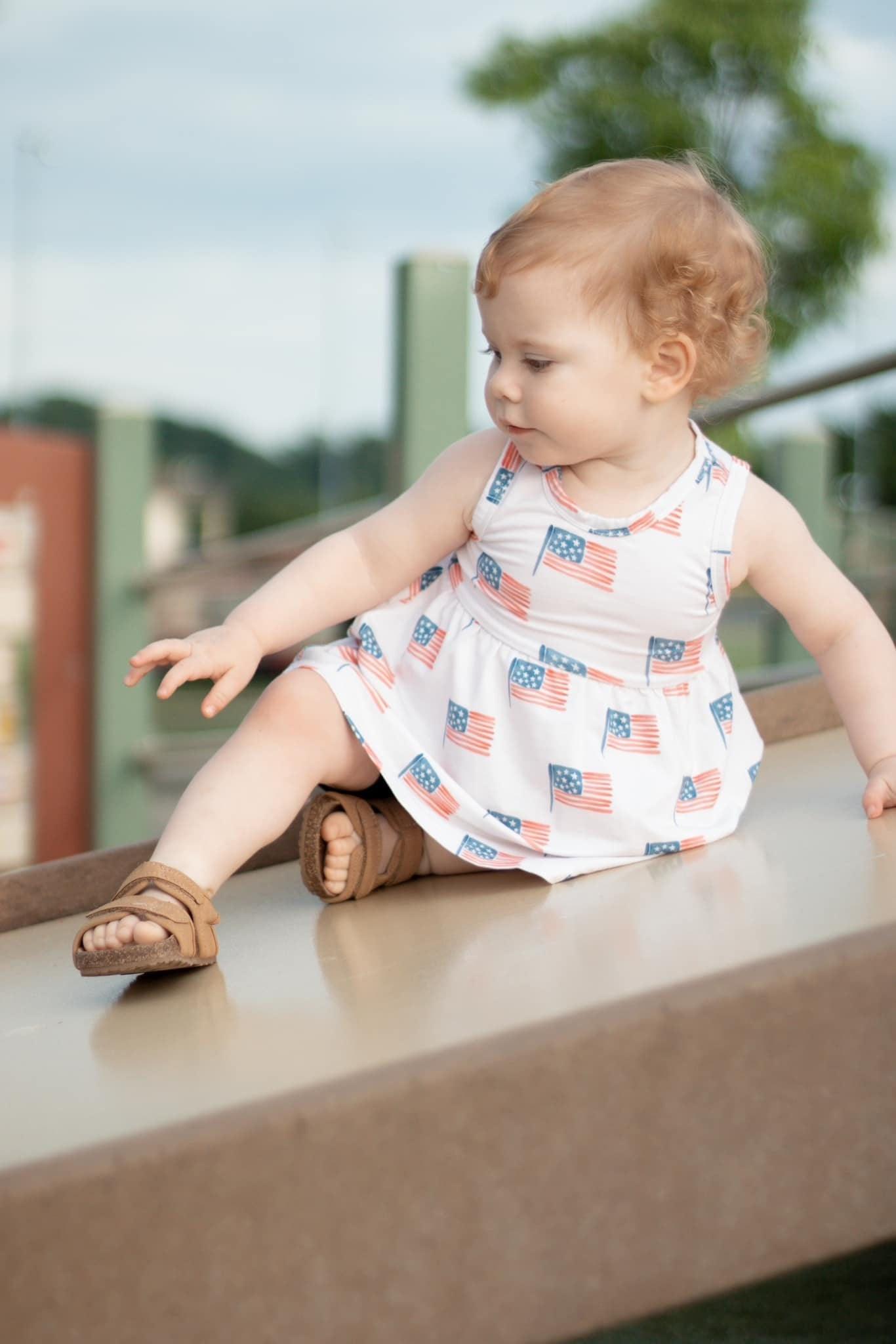 4th of July Flag Print Bamboo Peplum Top & Bike Shorts - P's One-Stop Shop 