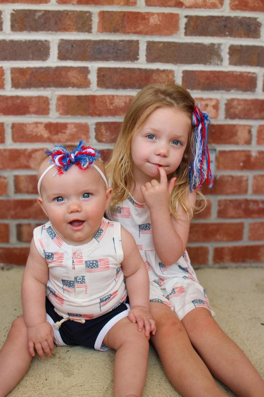 4th of July Flag Print Bamboo Peplum Top & Bike Shorts - P's One-Stop Shop 