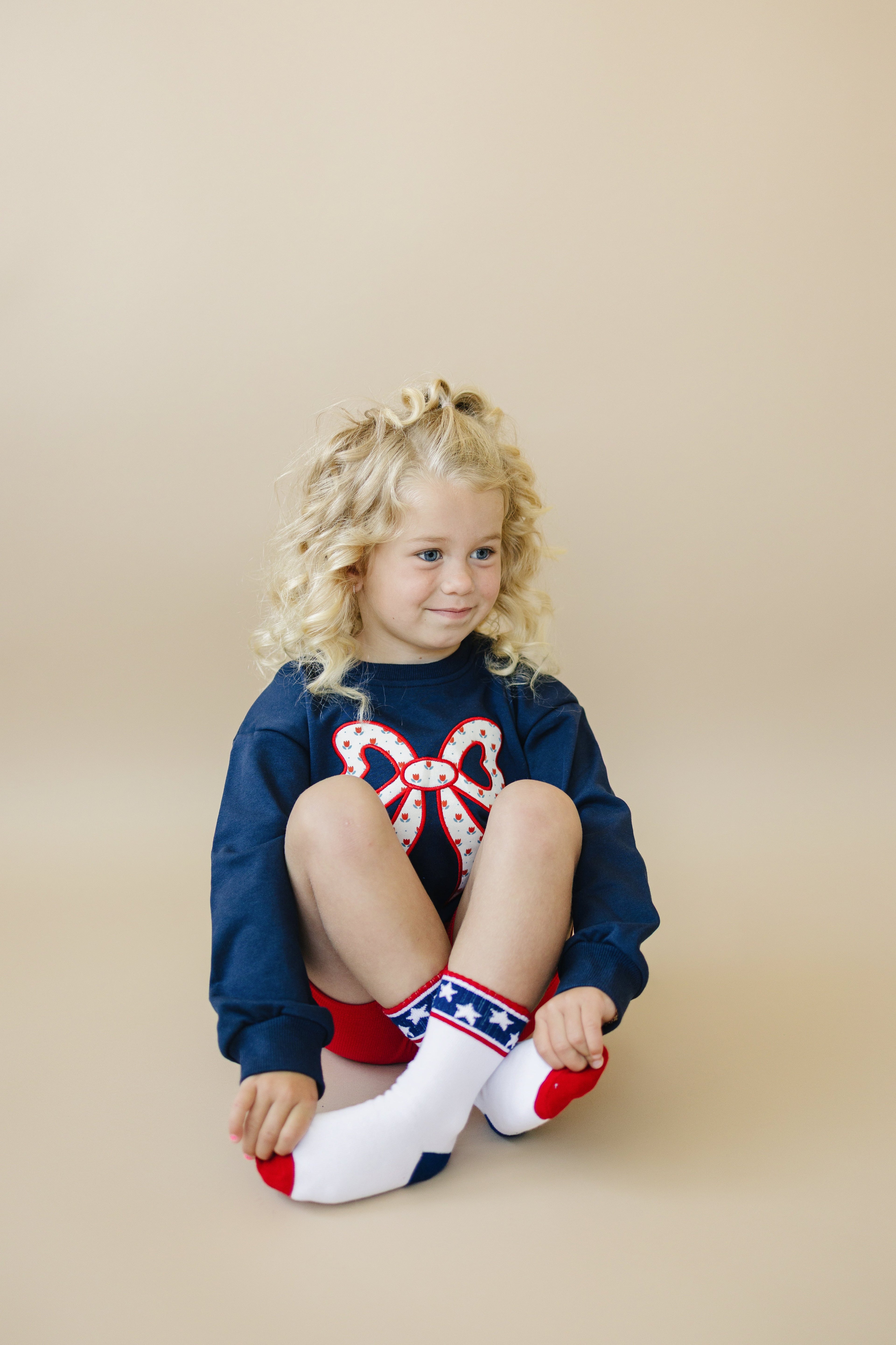 4th of July Tulip Bow Applique Crewneck Sweatshirt - P's One-Stop Shop 
