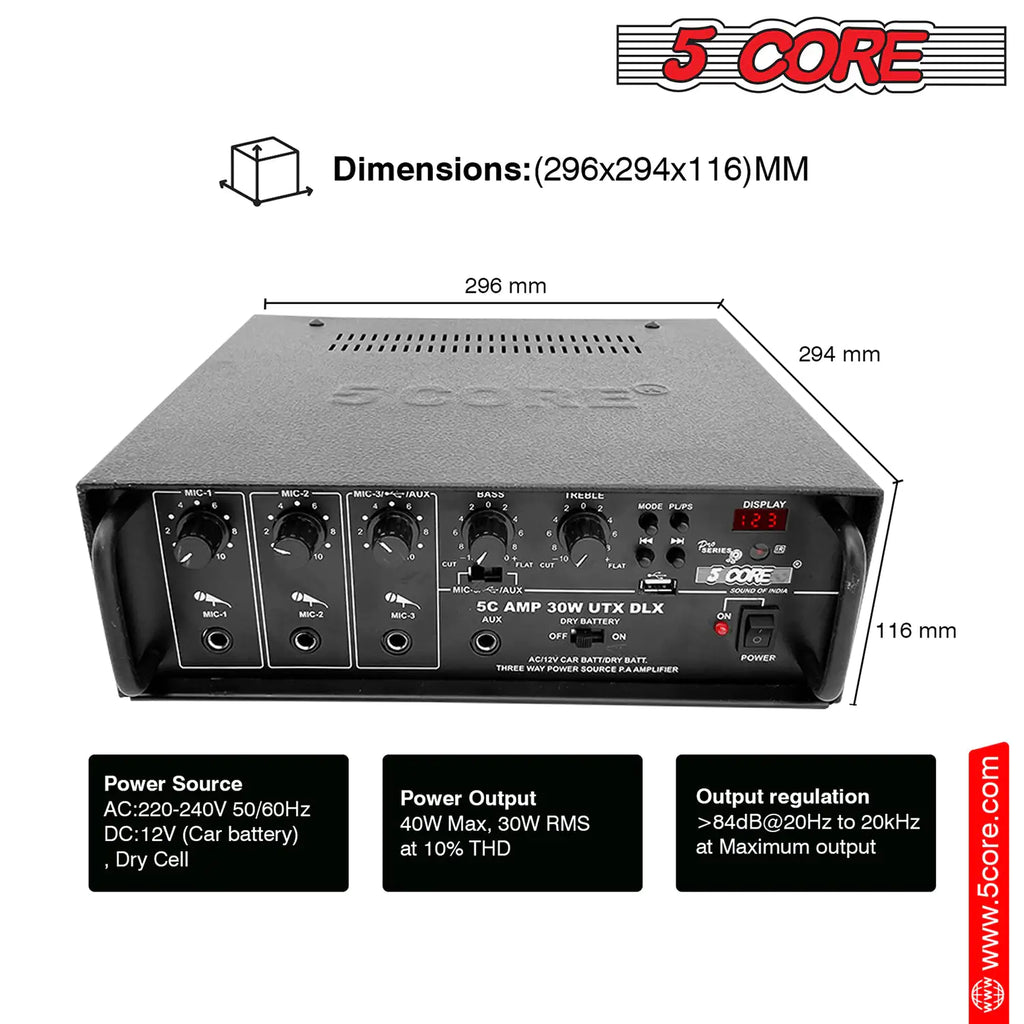 5Core Amplifier Home Audio Stereo Receiver PA Speaker Microphone Surround Sound Amp - P's One-Stop Shop 