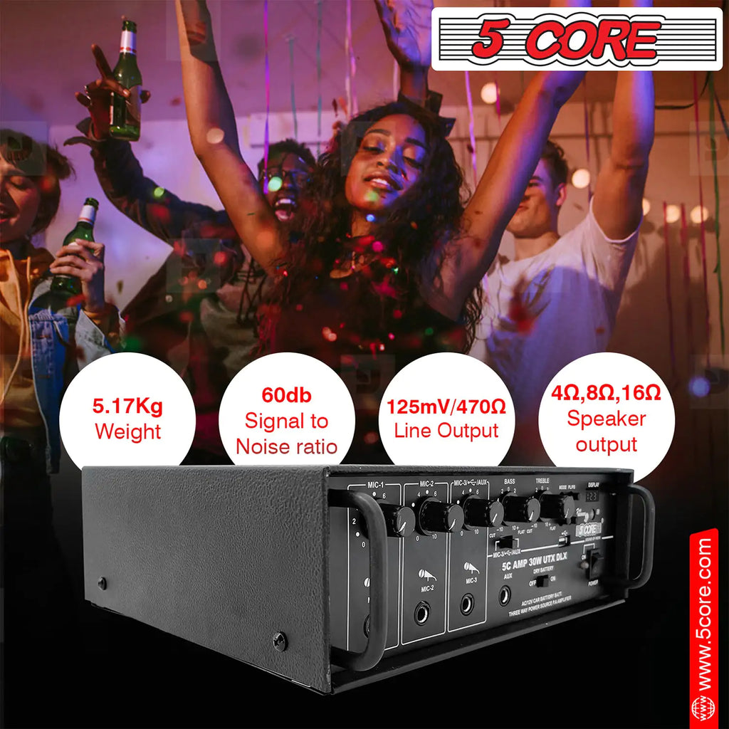 5Core Amplifier Home Audio Stereo Receiver PA Speaker Microphone Surround Sound Amp - P's One-Stop Shop 