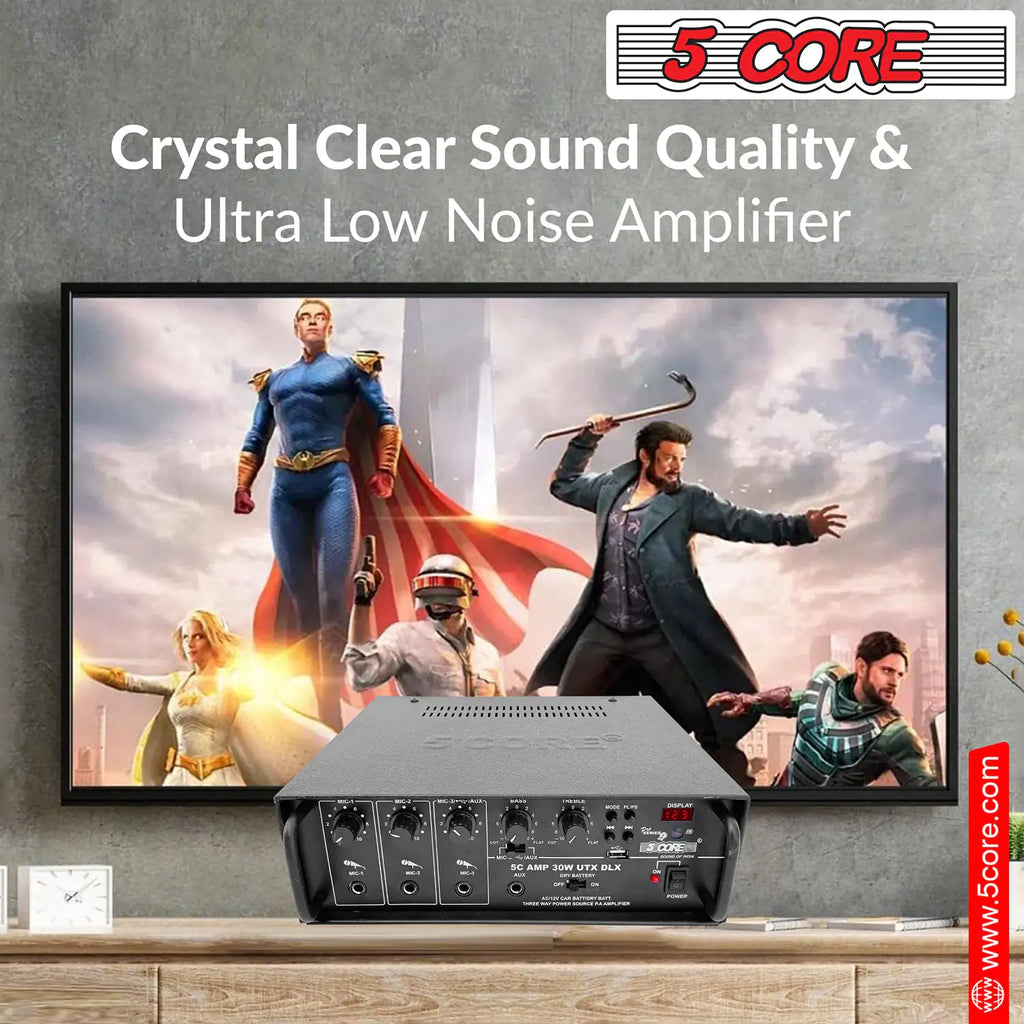 5Core Amplifier Home Audio Stereo Receiver PA Speaker Microphone Surround Sound Amp - P's One-Stop Shop 