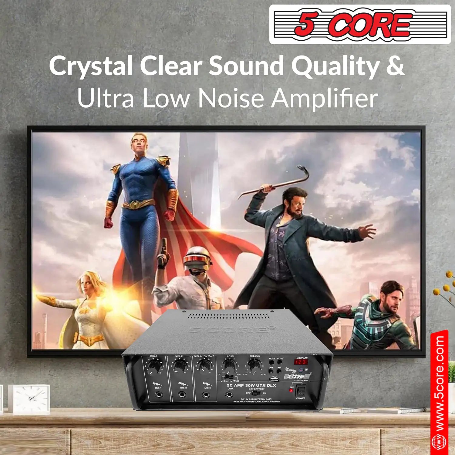 5Core Amplifier Home Audio Stereo Receiver PA Speaker Microphone Surround Sound Amp - P's One-Stop Shop 