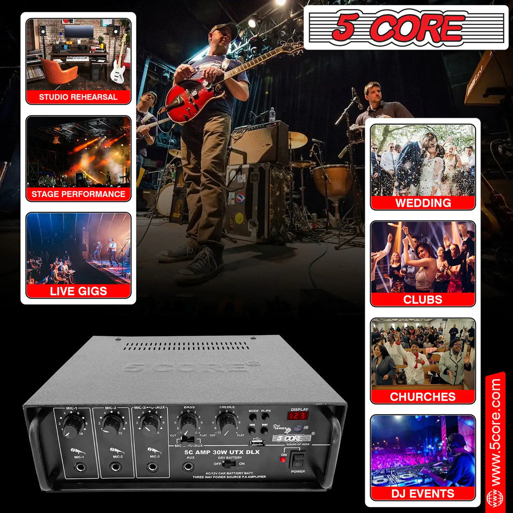 5Core Amplifier Home Audio Stereo Receiver PA Speaker Microphone Surround Sound Amp - P's One-Stop Shop 