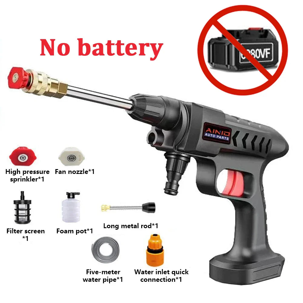 60BAR Wireless High Pressure Car Wash Water Gun Car Washer Self Priming Sustain 300W For Auto Home Garden Cleaning Car Washing - P's One-Stop Shop 
