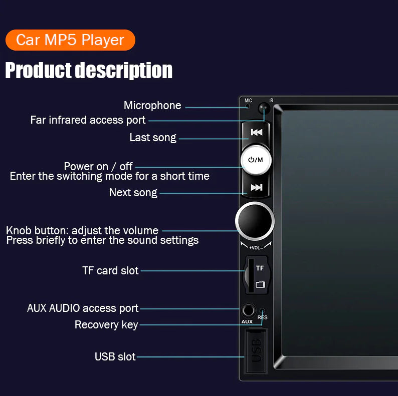 7" Double 2 DIN Car MP5 Player Bluetooth Touch Screen Stereo Radio With Camera - P's One-Stop Shop 