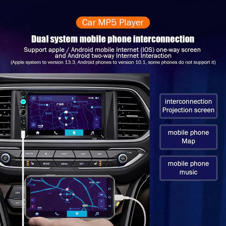 7" Double 2 DIN Car MP5 Player Bluetooth Touch Screen Stereo Radio With Camera - P's One-Stop Shop 