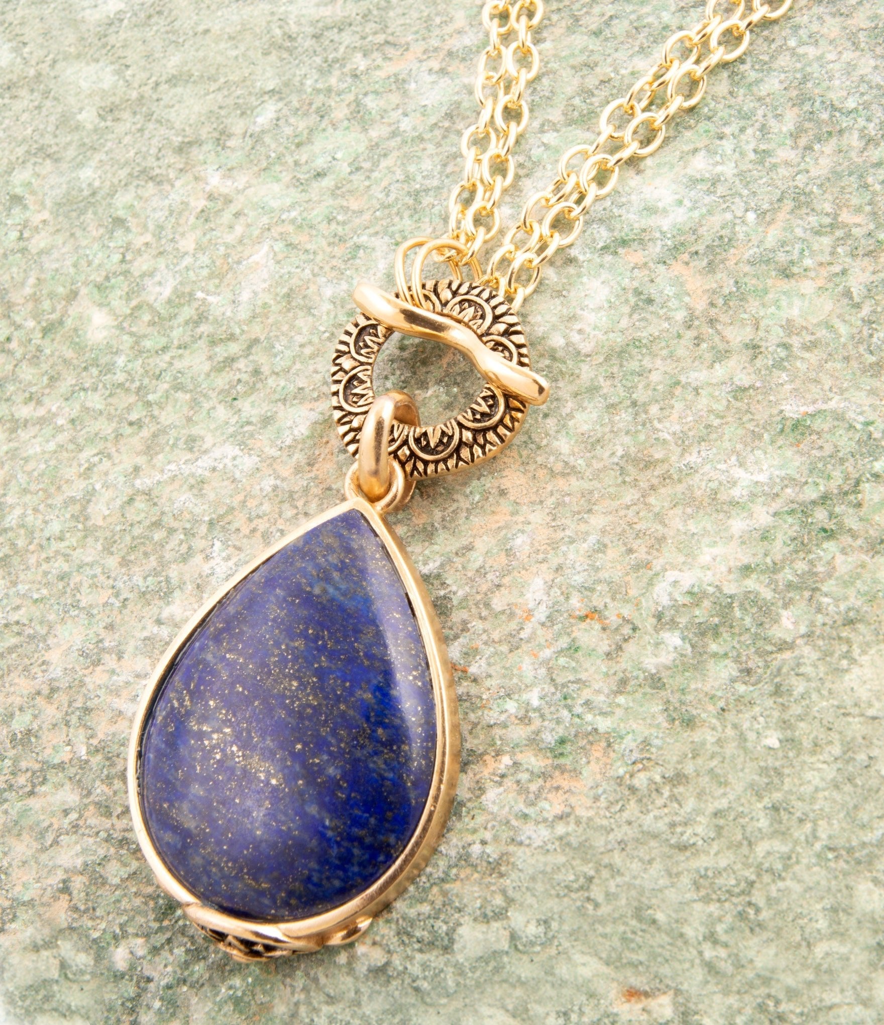 Abby Blue Lapis Golden Pendant Necklace - P's One-Stop Shop 