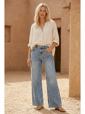 Adjustable Waistband High Rise Baggy Wide Jeans - P's One-Stop Shop 