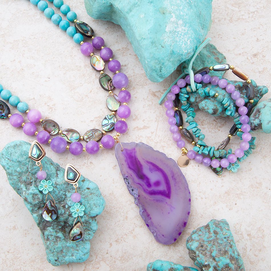 Aruba Purple Jade Statement Pendant Necklace - P's One-Stop Shop 