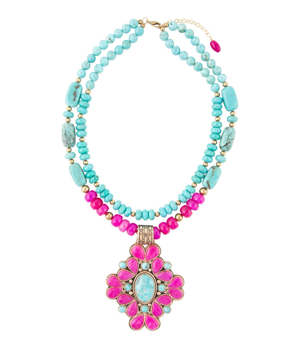 Barcelona Pink Agate Cross Golden Pendant Necklace - P's One-Stop Shop 