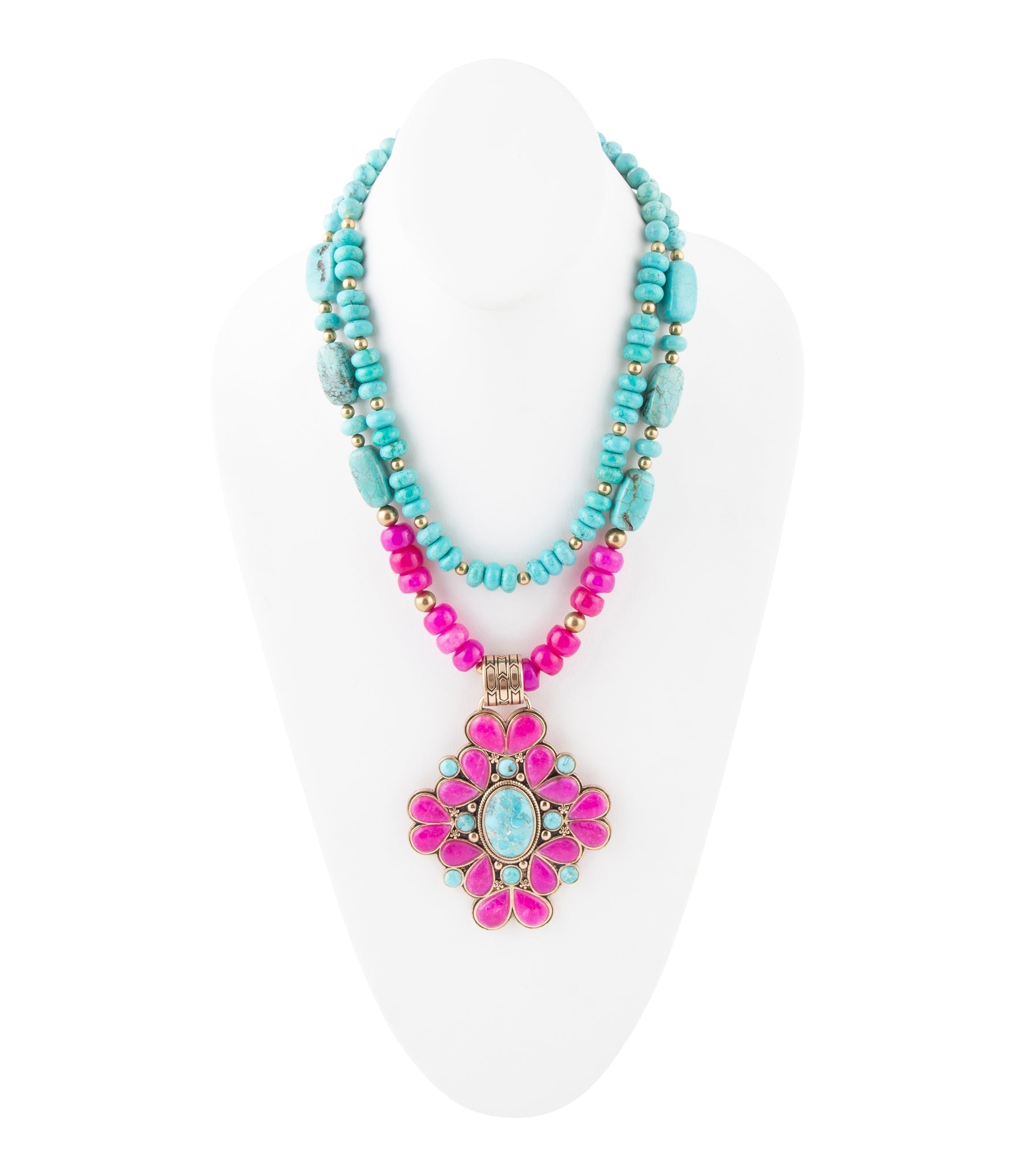 Barcelona Pink Agate Cross Golden Pendant Necklace - P's One-Stop Shop 