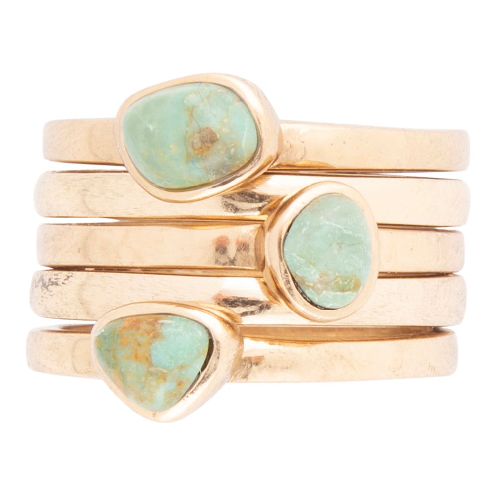 Blue Turquoise Golden Stacking Ring Set - P's One-Stop Shop 