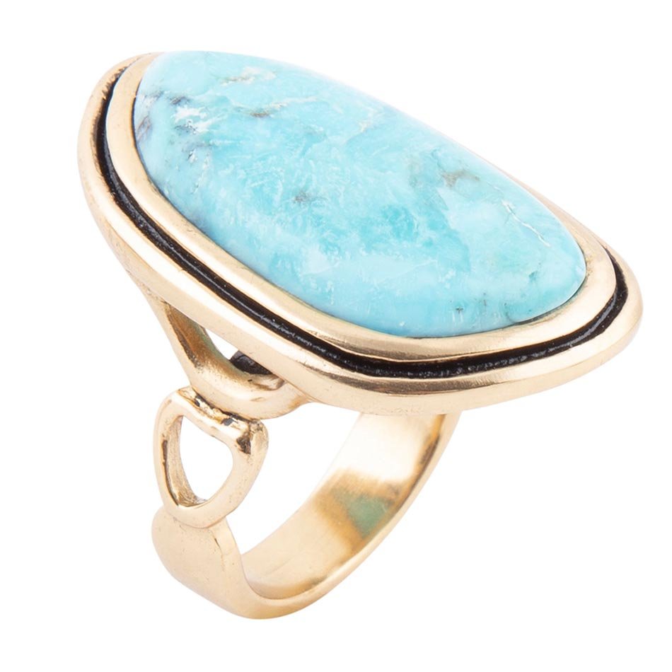 Blue Turquoise Golden Statement Ring - P's One-Stop Shop 