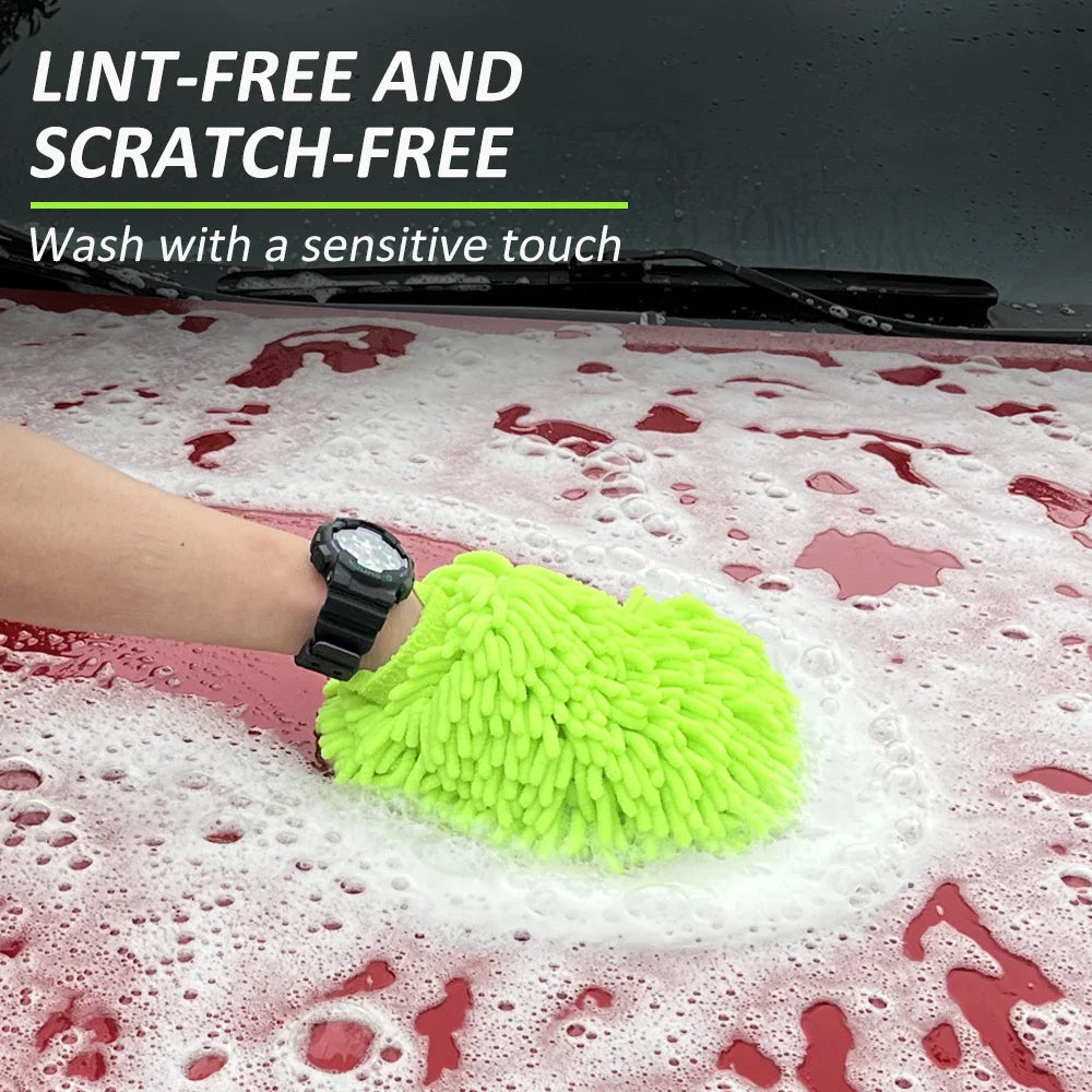 Car Wash Gloves Chenille Glove Plush Rags Thickened double-sided Car Supplies Cleaning Tools Auto Acessories Car Detailing - P's One-Stop Shop 