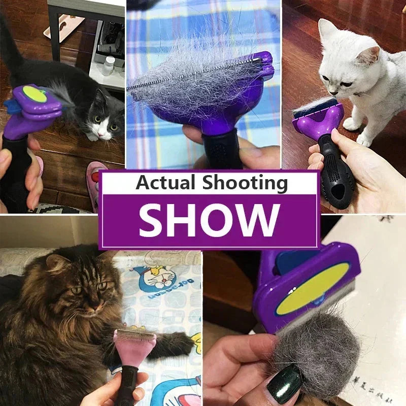 Cat & Dog Hair Removal Comb – Professional Grooming Brush for Shedding Control, Massage & Cleaning | Stainless Steel Deshedding Tool - P's One-Stop Shop 