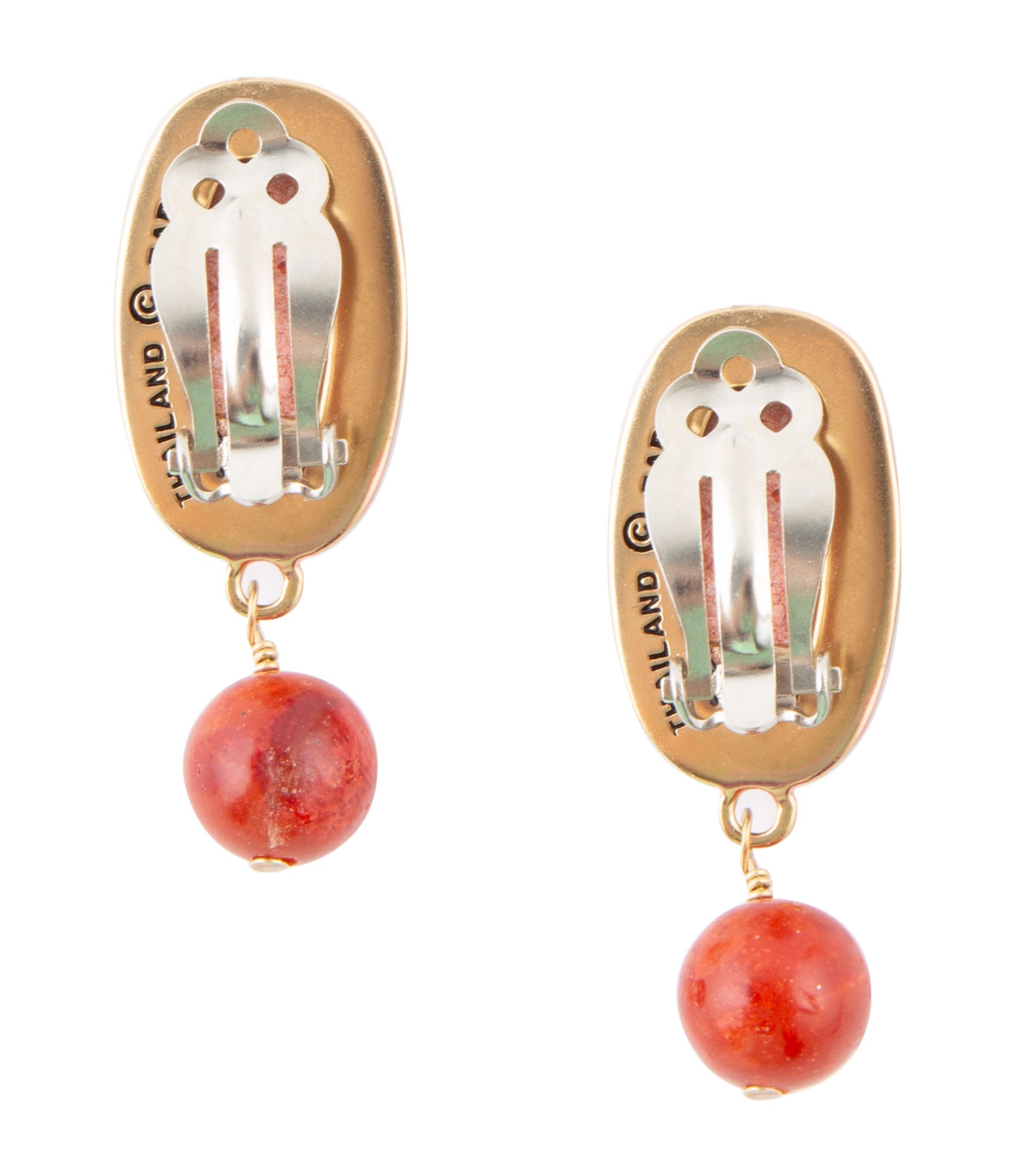 Catalina Orange Sponge Coral Golden Clip-On Earrings - P's One-Stop Shop 