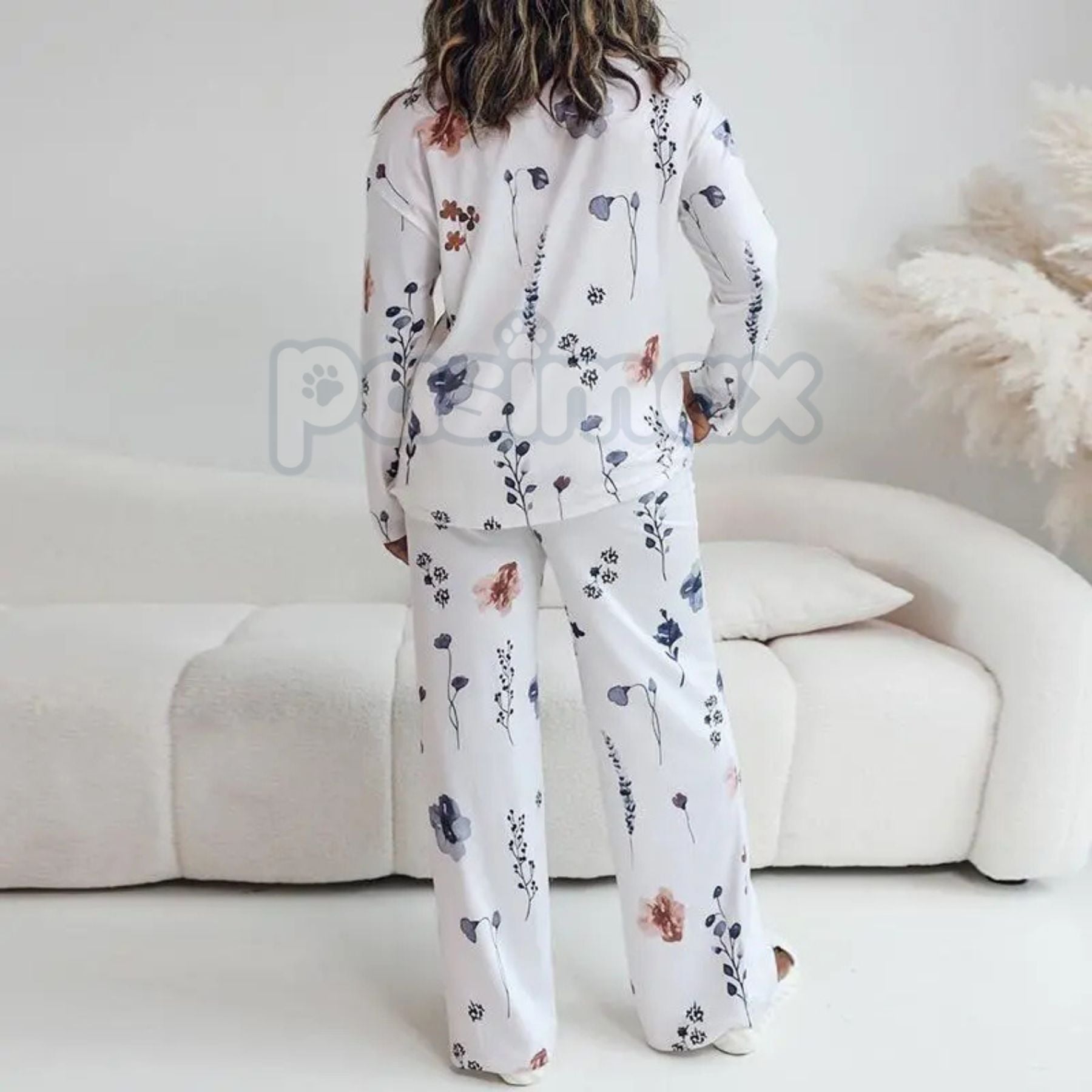 ChicMe Women's Floral Print Lounge Set - Long Sleeve Top & Casual Pants with Pockets, Comfortable Home Wear - P's One-Stop Shop 