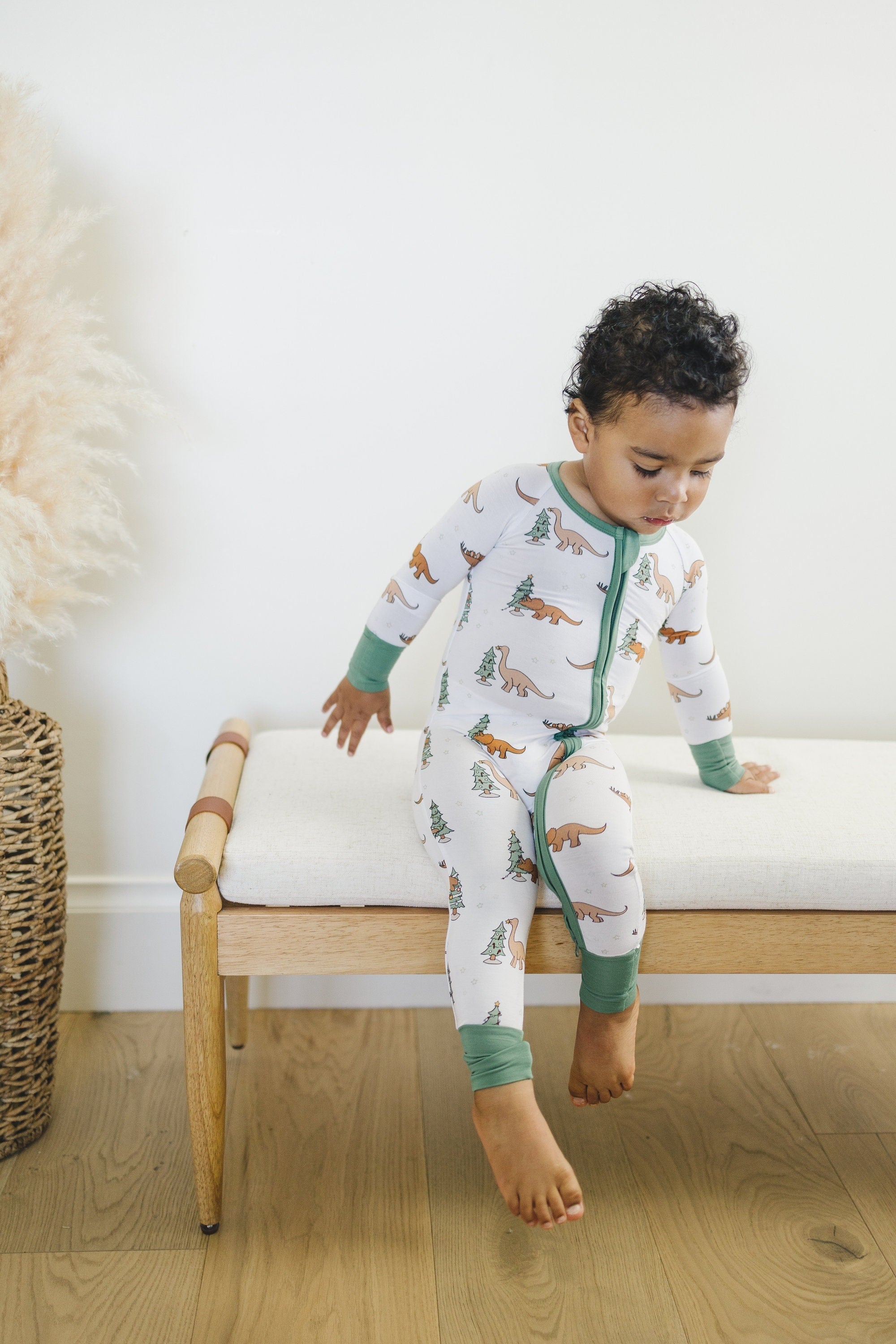 Christmas Tree-Rex Dino Bamboo Zippy Romper *Newborn left - P's One-Stop Shop 