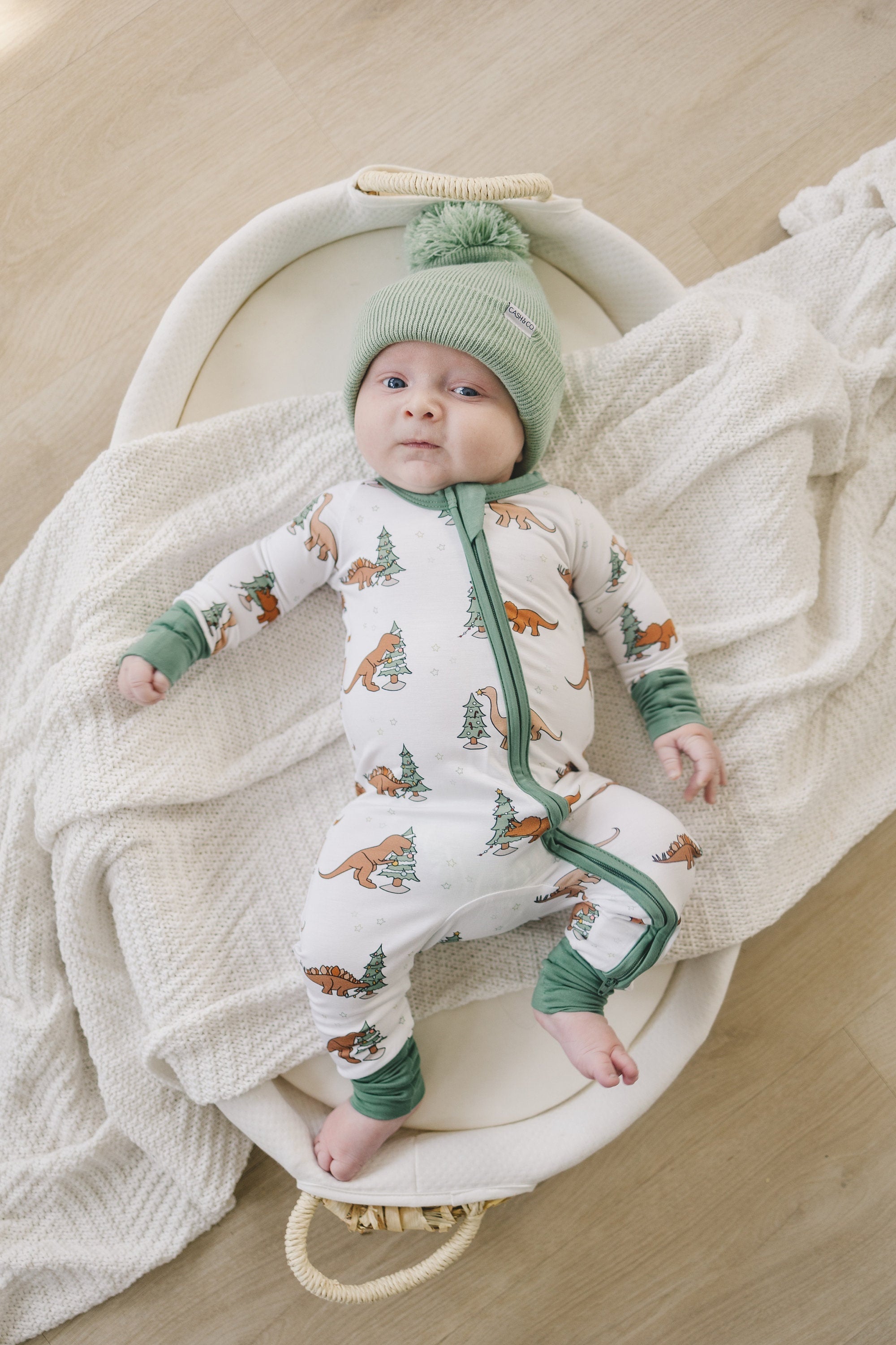 Christmas Tree-Rex Dino Bamboo Zippy Romper *Newborn left - P's One-Stop Shop 