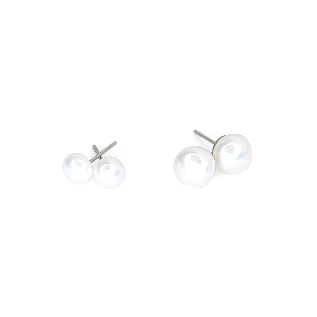 Classic Freshwater Pearl Studs - Hypoallergenic Silver Earrings - P's One-Stop Shop 