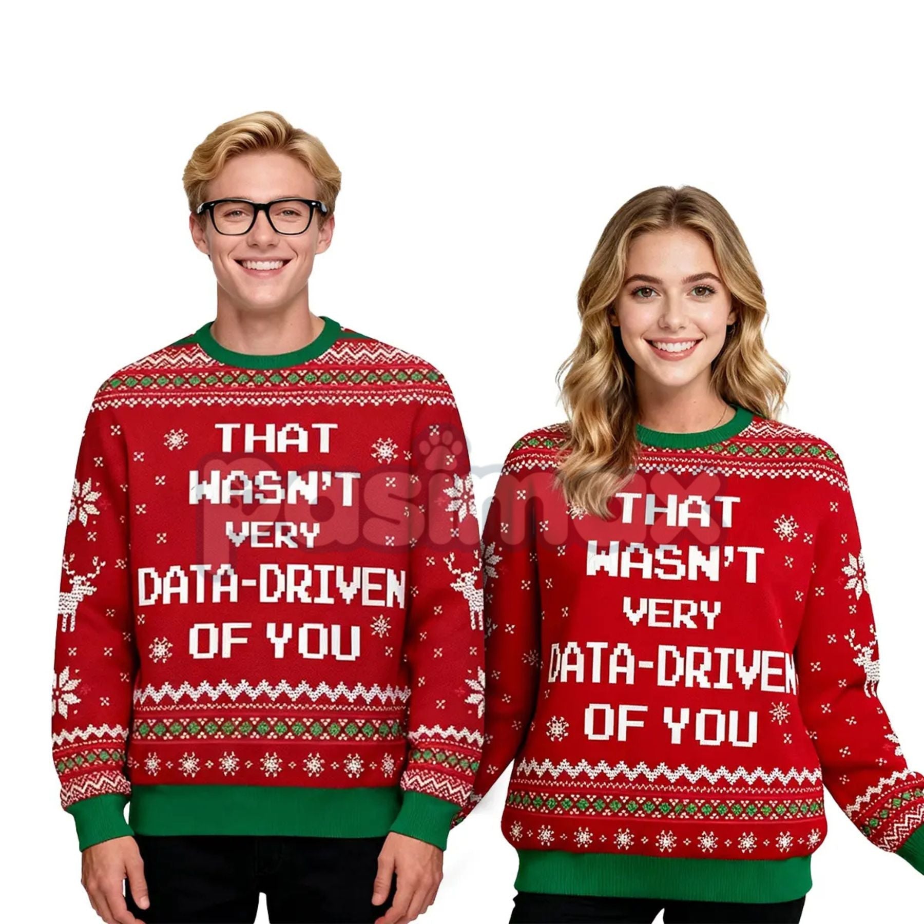 Classic Geek Style Ugly Christmas Sweater – Cozy Crew Neck Knit Jumper, Perfect Holiday Gift for Men & Women - P's One-Stop Shop 