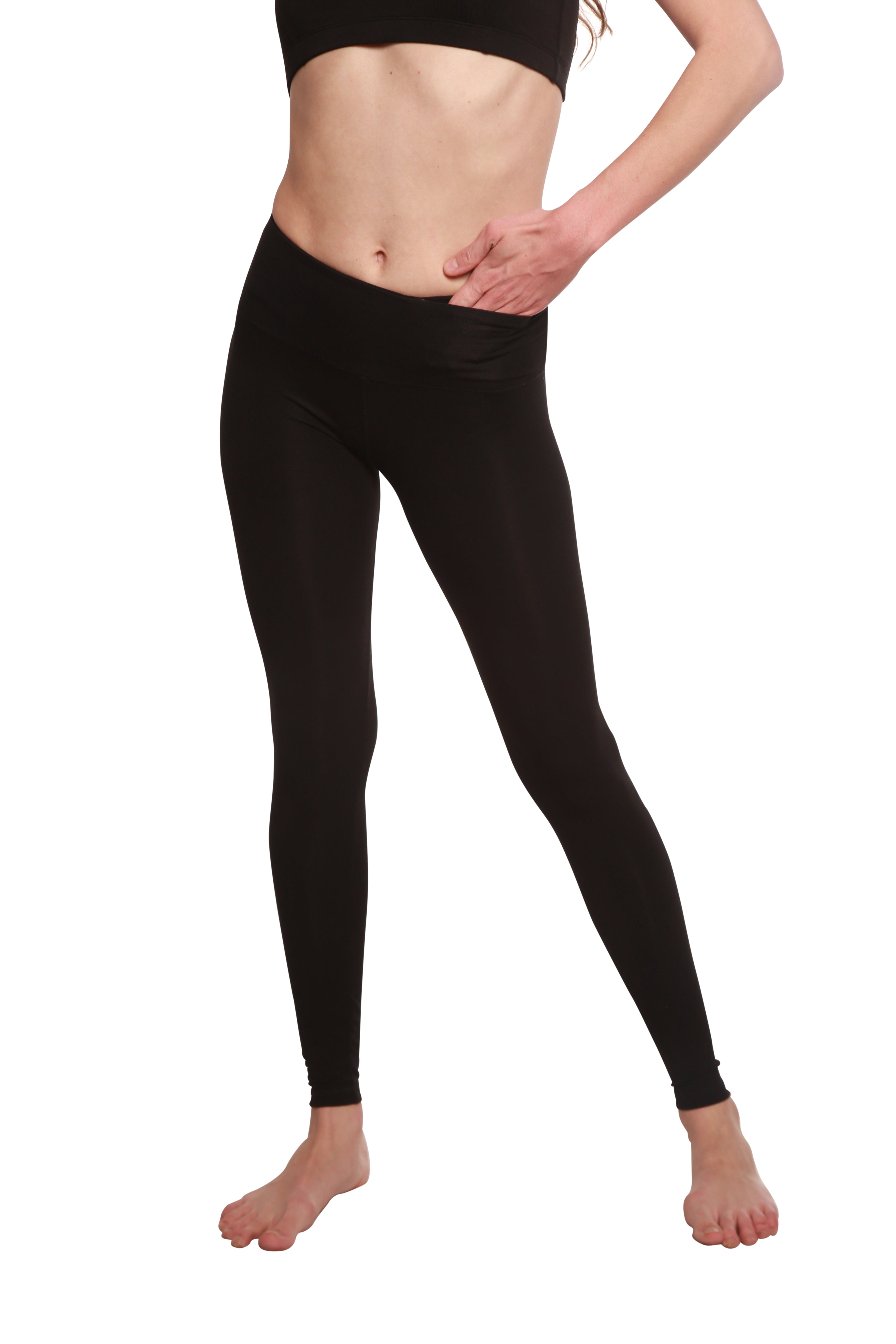 Clearance Women's Bamboo/Cotton Full Length Legging in Black - P's One-Stop Shop 