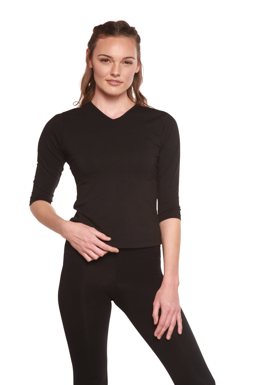Clearance Women's Bamboo Viscose/Cotton V-Necks 3/4 Sleeve T-Shirt - P's One-Stop Shop 