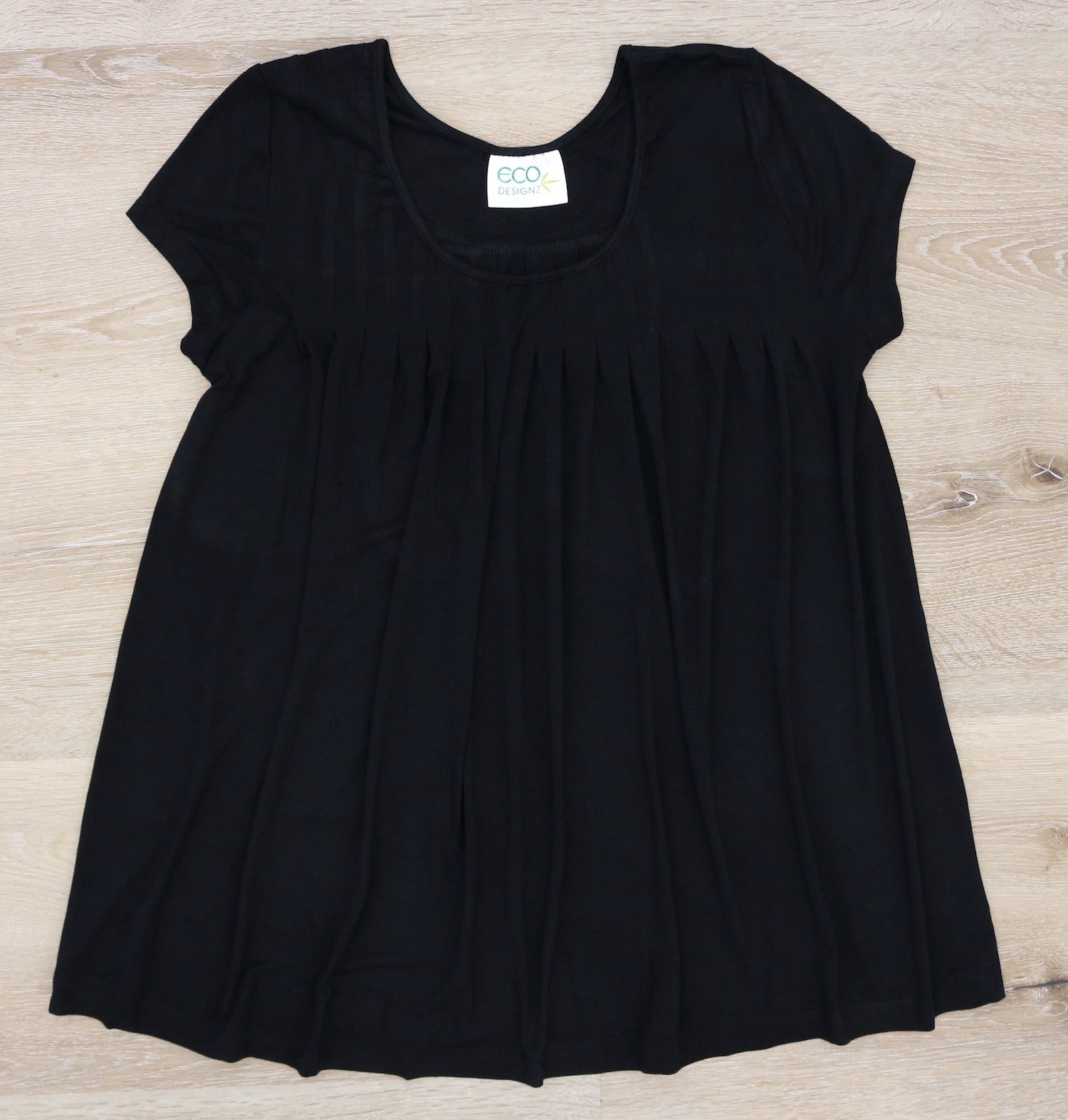 Clearance Women's Bamboo Viscose Pleated Lounge Top Black - P's One-Stop Shop 