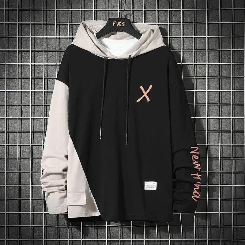 Cool Luxury Spring Autumn Striped Hoodie Sweatshirt Men's Thick Fleece Hip Hop High Streetwear Clothes Unique Design Long Sleeve Hoodies Casual Drawstring Hooded Sweatshirts - P's One-Stop Shop 