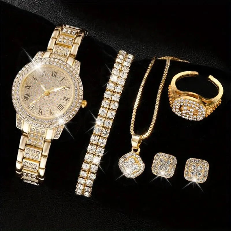 Crystal Wristwatch For Ladies 6pcs - P's One-Stop Shop 