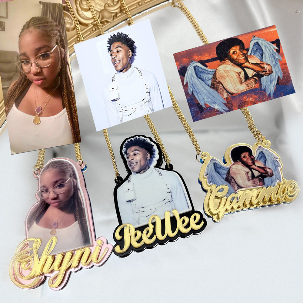 Custom Photo Necklace Custom Picture Nameplate Pendant Necklace for Kids Memory Jewelry - P's One-Stop Shop 