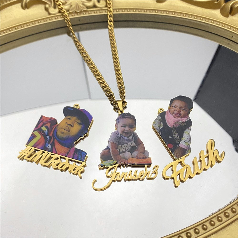 Custom Photo Necklace Custom Picture Nameplate Pendant Necklace for Kids Memory Jewelry - P's One-Stop Shop 