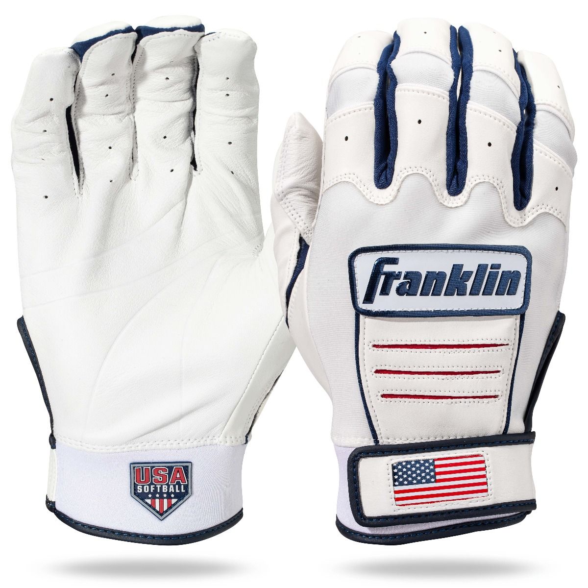 Franklin USA Women Softball CFX FP Batting Glove - White/USA - P's One-Stop Shop 