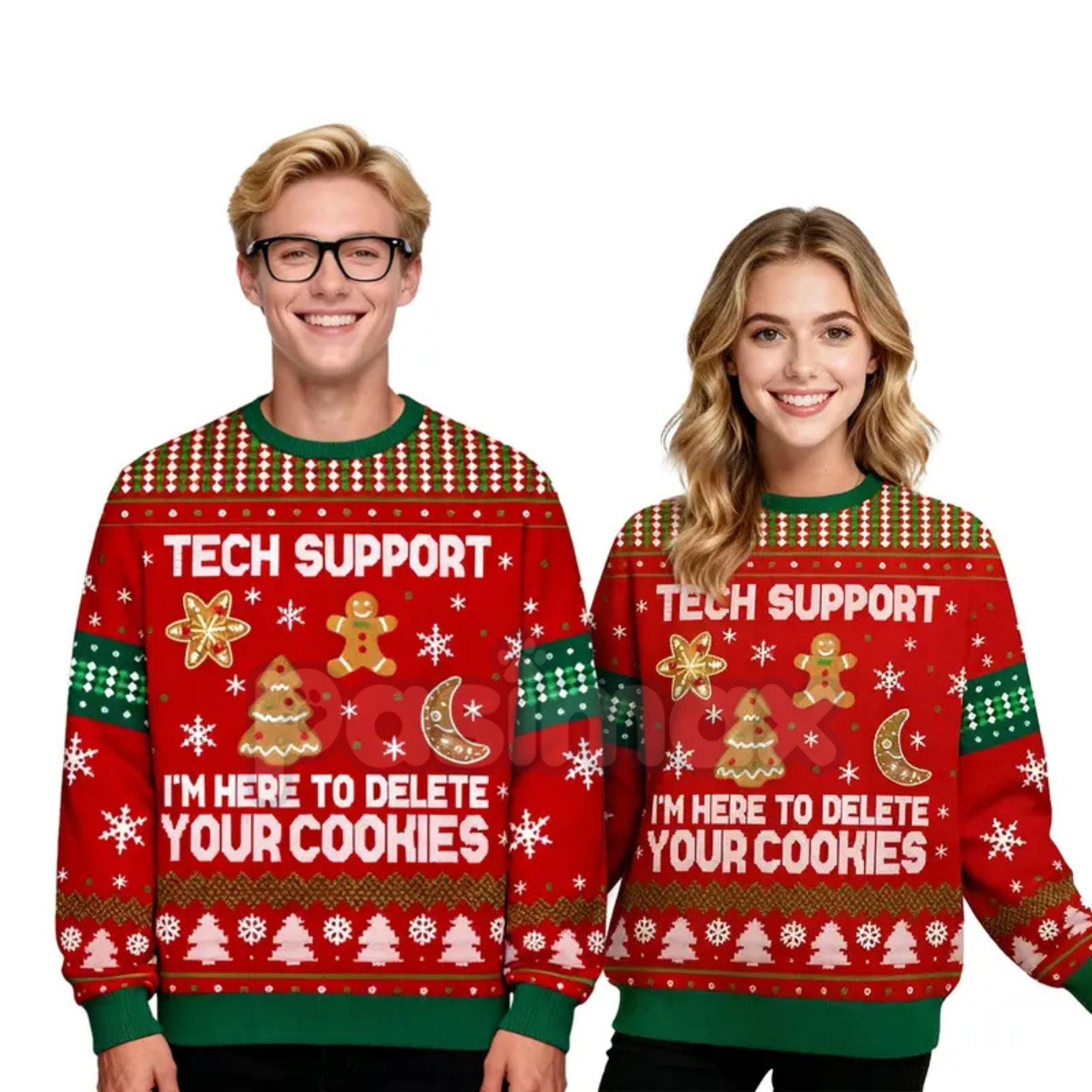 Geeksoutfit Retro Geek Sweater Ugly Christmas Jumper, Crew Neck Long Sleeve Holiday Knitwear for Men & Women - P's One-Stop Shop 