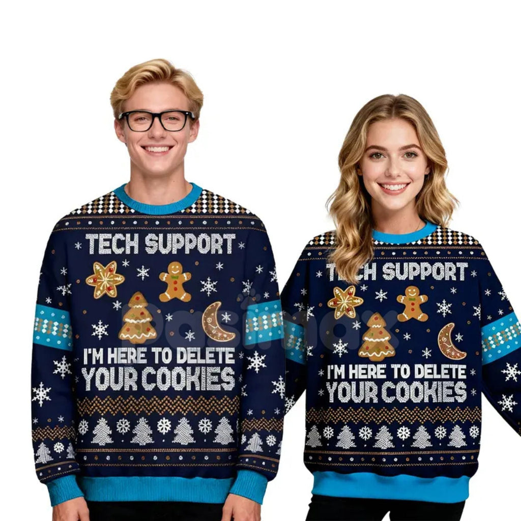 Geeksoutfit Retro Geek Sweater Ugly Christmas Jumper, Crew Neck Long Sleeve Holiday Knitwear for Men & Women - P's One-Stop Shop 