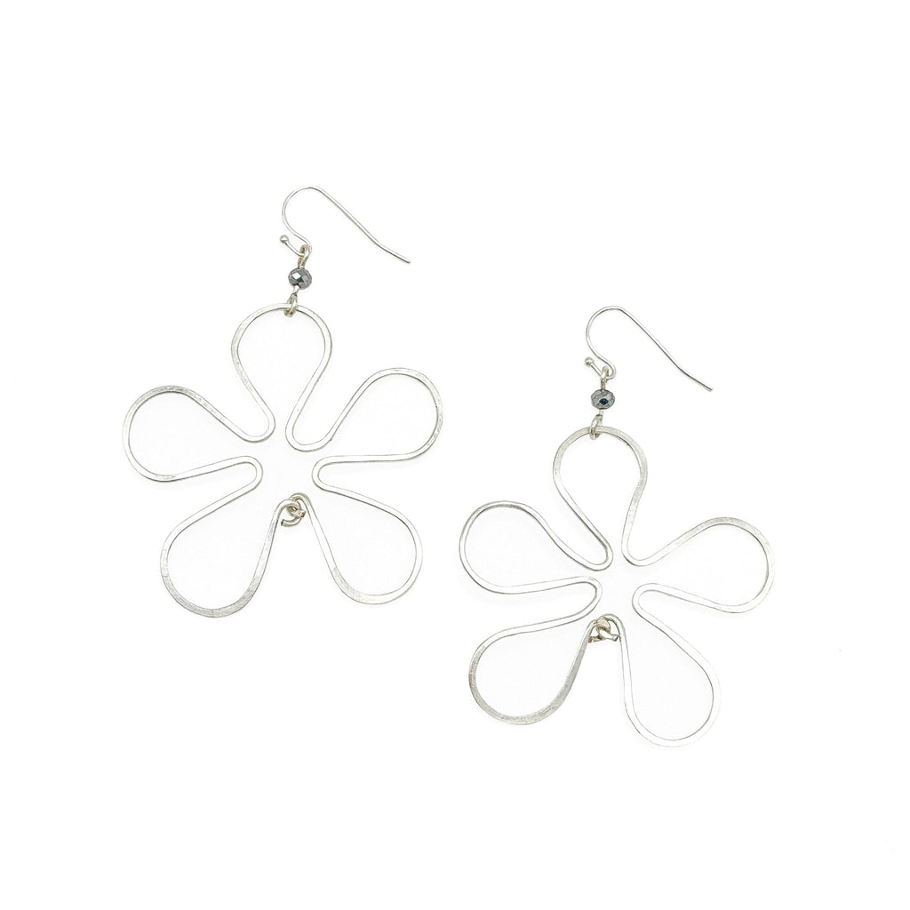 Hibiscus silver earrings - P's One-Stop Shop 