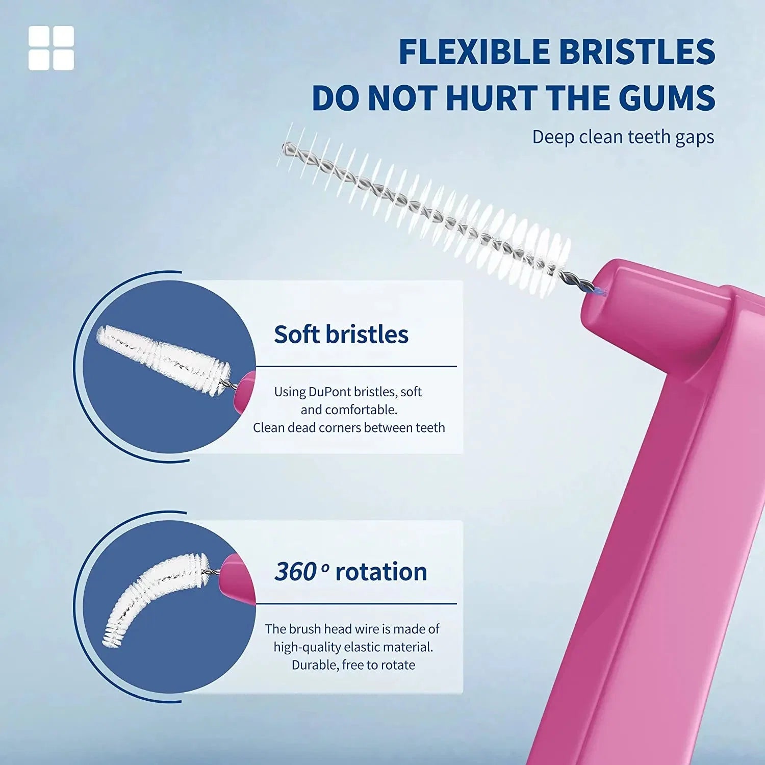 Interdental Brush 20-Pack - Soft Mini Brushes with Dust Cover for Orthodontic and Dental Cleaning - P's One-Stop Shop 