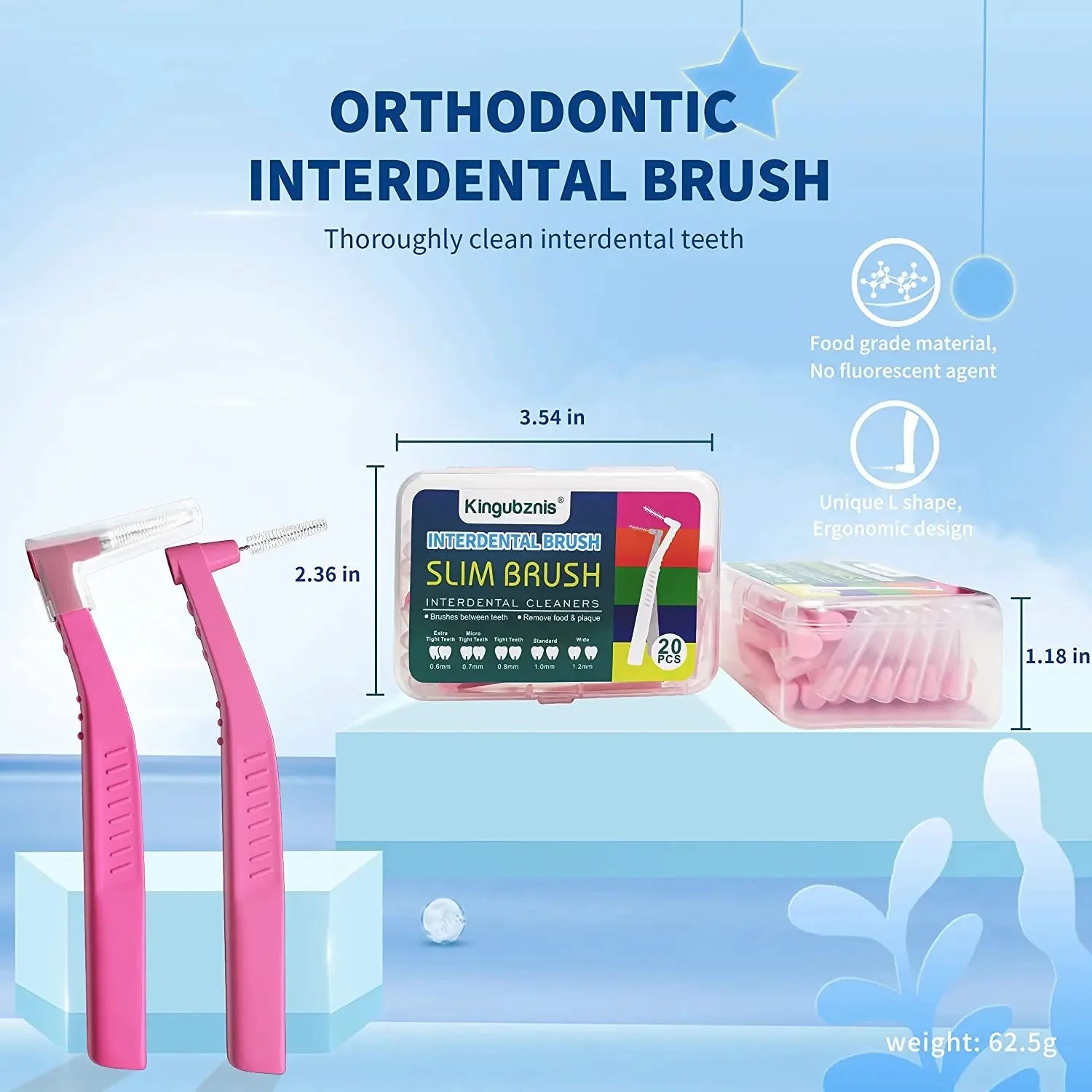 Kingubznis 20pcs  Interdental Brush For Dental Orthodontics Clean Between Teeth Cleaning Tools Soft Mini Brush With Dust Cover - P's One-Stop Shop 