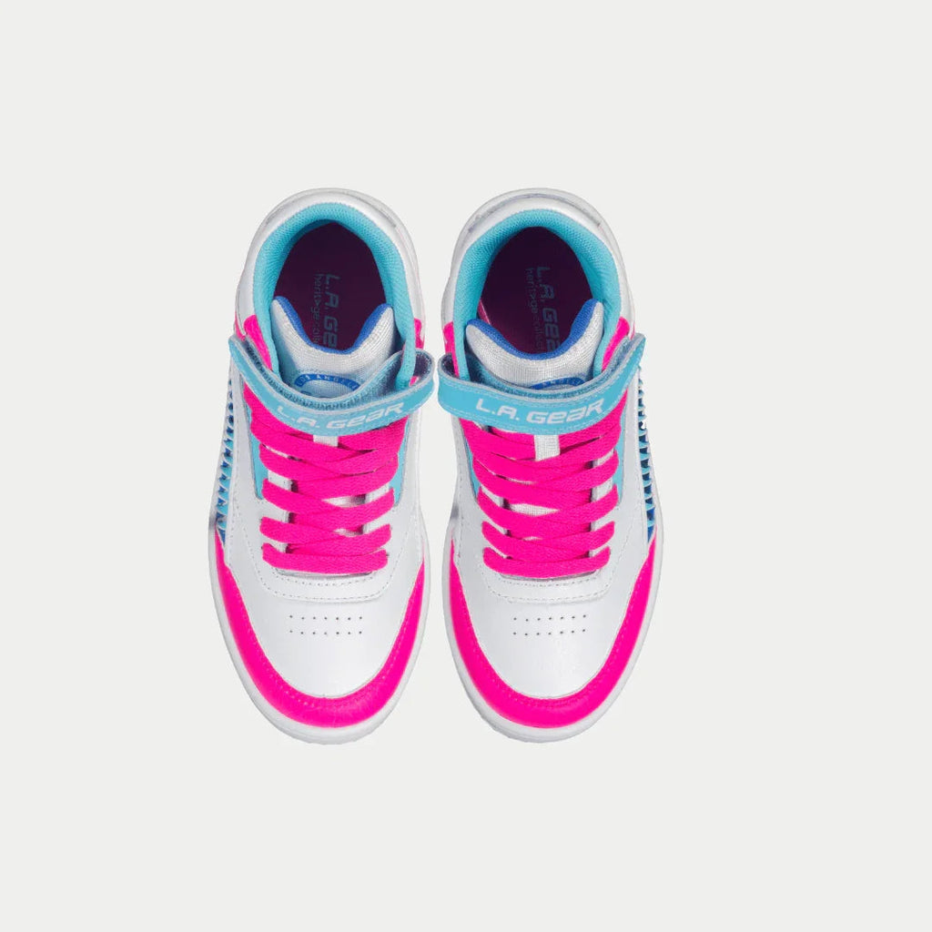 LA Gear Kids Flame Hightop | White x Pink x Blue - P's One-Stop Shop 