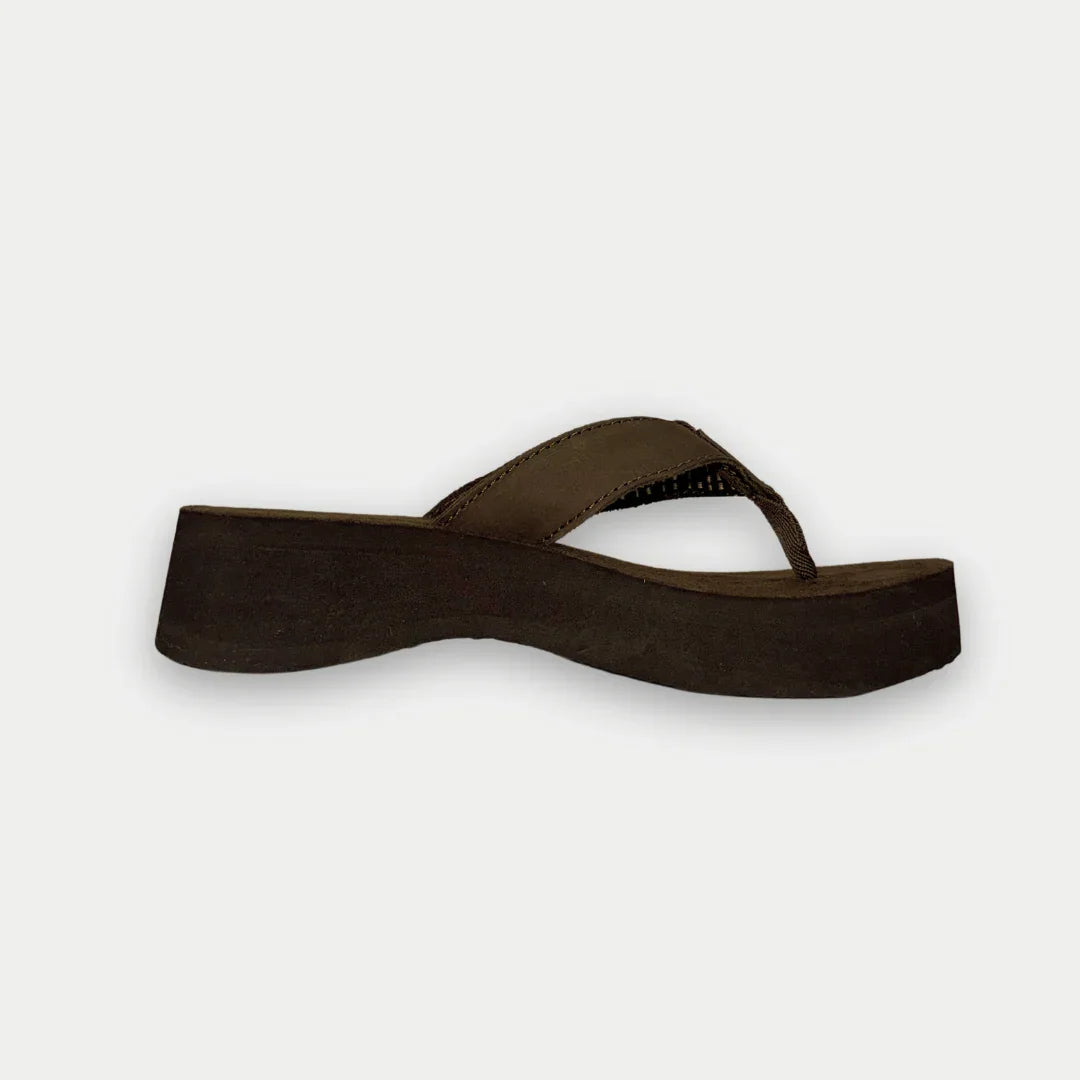 LA Gear Women’s Malibu Flip-Flop | Brown Wedge - P's One-Stop Shop 