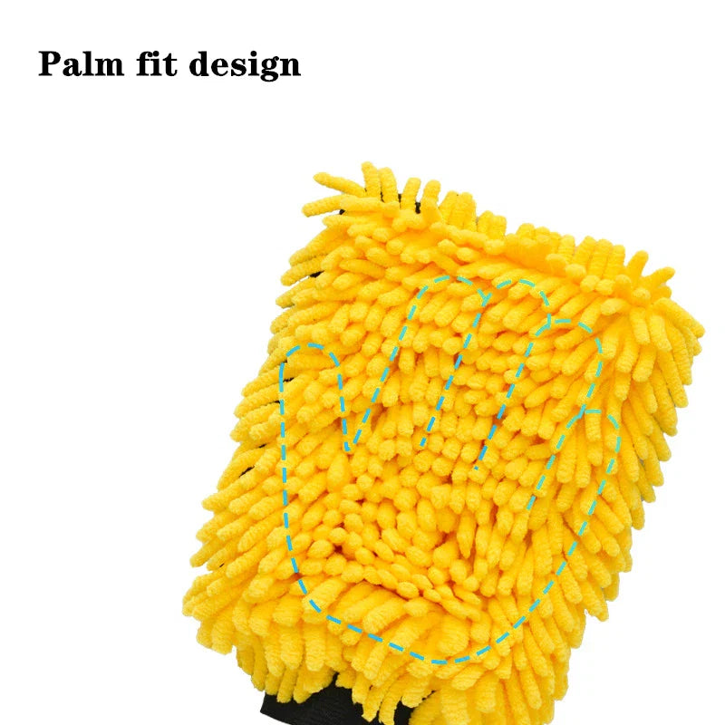 Large Microfiber Car Wash Mitt Waterproof Chenille Gloves Thick Car Cleaning Mitt Wax Detailing Auto Care Double-faced Glove - P's One-Stop Shop 