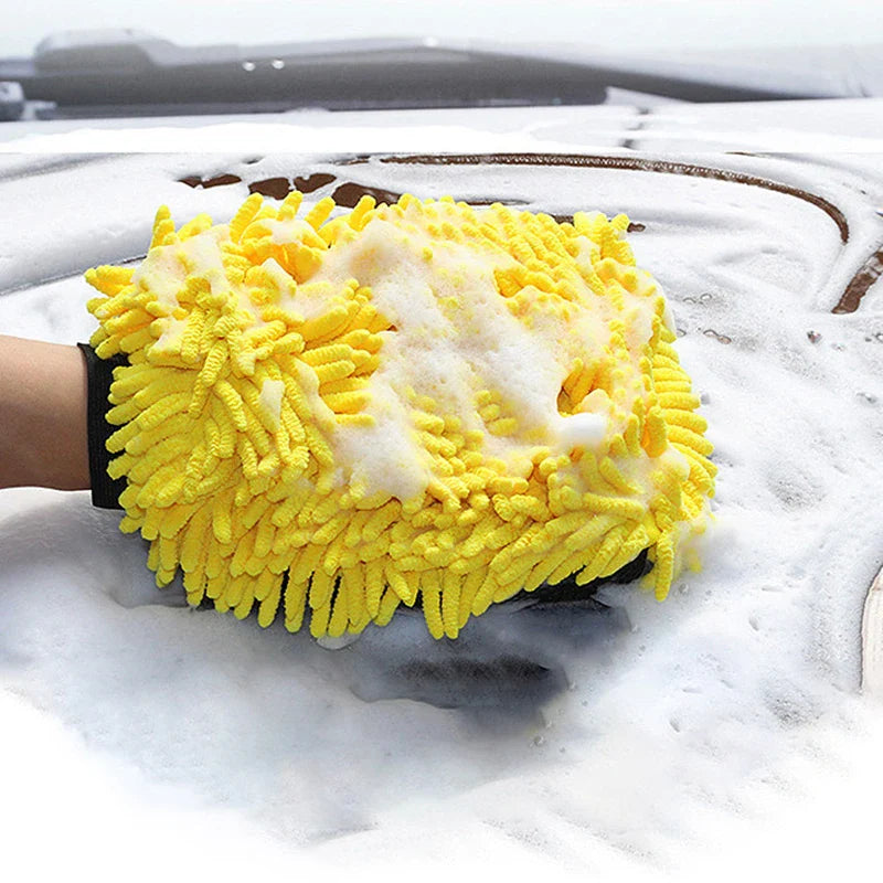 Large Microfiber Car Wash Mitt Waterproof Chenille Gloves Thick Car Cleaning Mitt Wax Detailing Auto Care Double-faced Glove - P's One-Stop Shop 