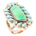 Legacy Lime Green and Blue Turquoise Golden Statement Ring - P's One-Stop Shop 