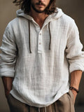 Men's Full Size Half Button Long Sleeve Hoodie - P's One-Stop Shop 