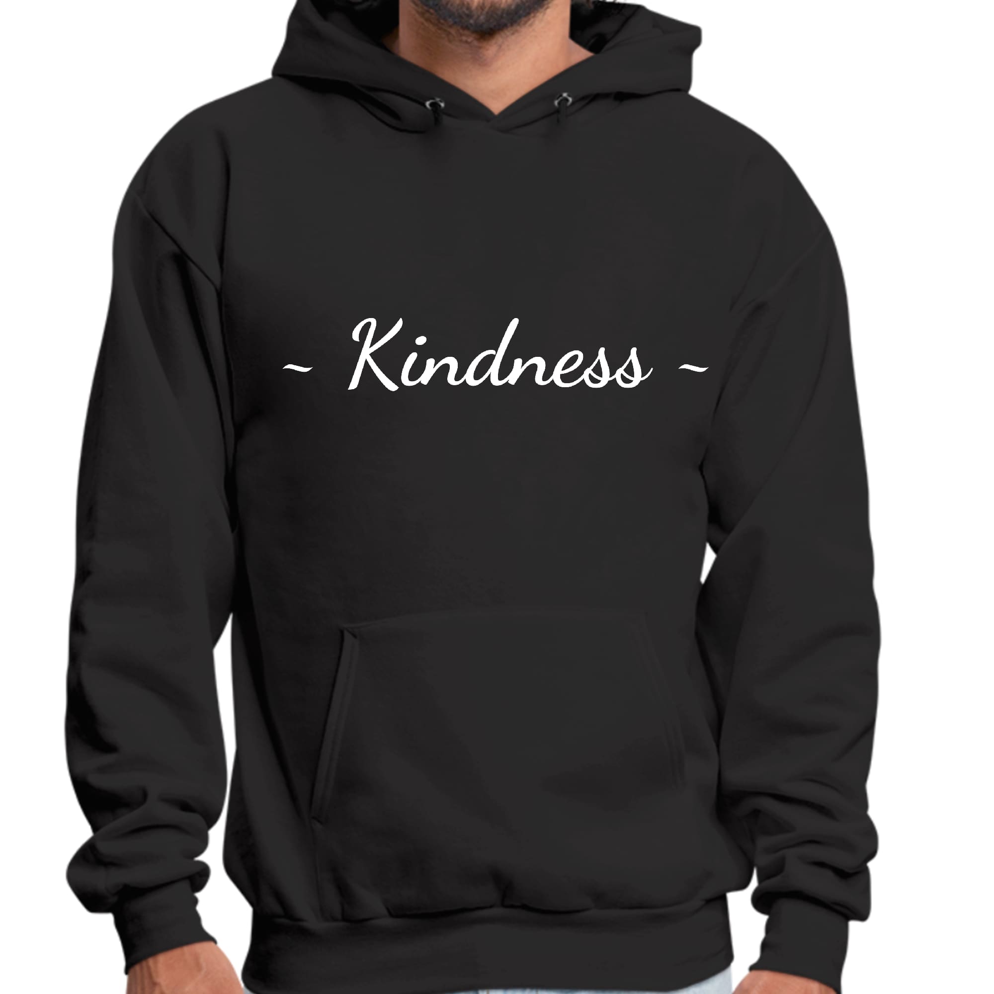 Mens Graphic Hoodie Kindness White Print - P's One-Stop Shop 